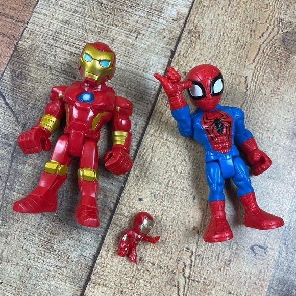 Spiderman Iron Man Action Figure Plastic Medium Size Set Bundle Marvel Superhero - Picture 1 of 3